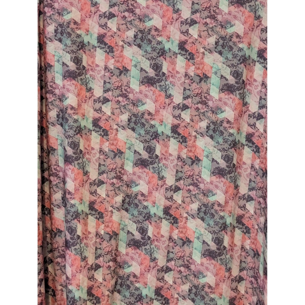 LuLaRoe Womens Maxi Skirt XL Pink Geometric Floral Fold Over Waist A-Line - Picture 5 of 8